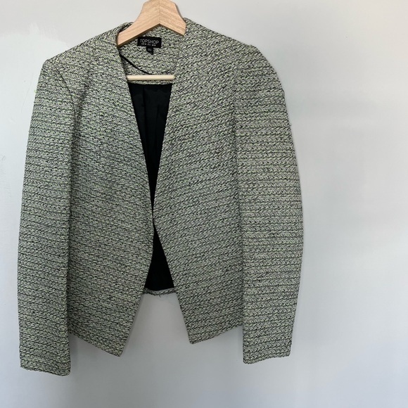 Topshop women’s tweed blazer in green - Picture 1 of 5